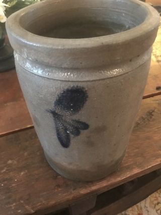 Antique Gray And Blue Stoneware Crock 3