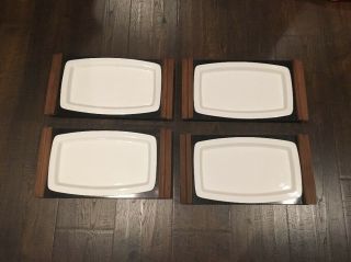 Set Of 4 Vintage Cutco Steak Sizzle Plates 1144 - 2 Stackable Trays Usa