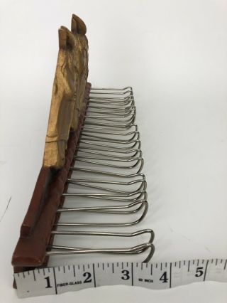 Vintage Double Horse Head Solid Wood Bolo Tie Rack 18 Hook Hanger 3