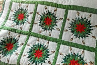 Quilt Throw Lap Blanket Cotton/poly Blend Vintage Star Design 50x60 Red Green