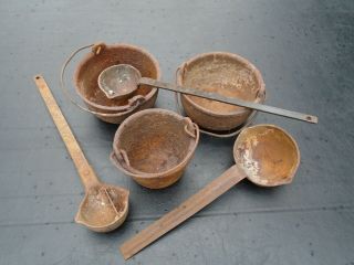 Vintage Lead Smelting Pots And Ladles Melting Cast Bullet Fishing Weight