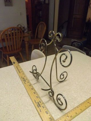 Vtg Cook Book Stand Metal Display Book Holder Rack Gold Brass Tone Collapsible