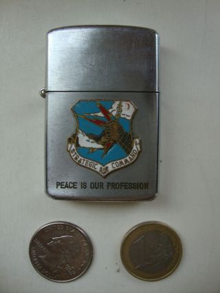 Vintage Usaf Sac Strategic Air Command Enamel Badge Rothco Military Lighter