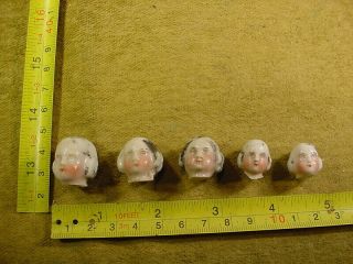 5 X Excavated Vintage Victorian Faded Painted Doll Head Kister Age 1860 13400