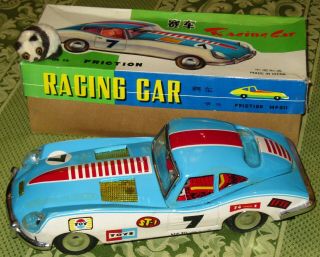 Mf - 211 Friction Racing Car,  China Vintage Tin Toy,  Jaguar E - Type Model And Bonus