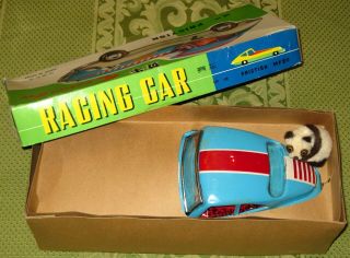 MF - 211 Friction Racing Car,  China vintage tin toy,  Jaguar E - type model and bonus 2
