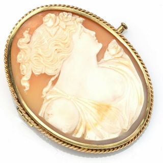 Antique 14k Yellow Gold Cameo Large Oval Brooch Pin 18.  8 Grams 53.  1x41.  2 Mm