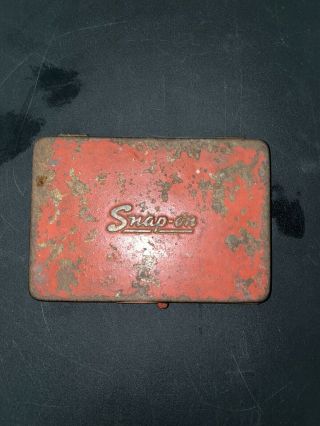 Vintage Antique Snap On TOOLS 32pc 1/4” Socket Set Tin Metal Case 2