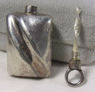 Vintage Tc60 Sterling Silver Miniature Perfume Bottle Pendant Mexico Scent Flask