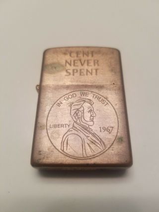 Classic Old Zippo Cent Never Spent Lighter