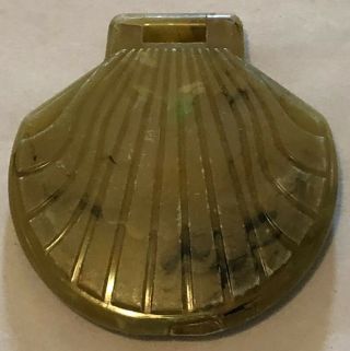 Art Deco Sea Shell Ladies Bakelite Celluloid Mirrored Compact Mirror Japan Vtg