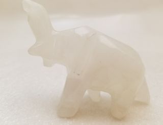 Hand Carved Natural Stone White Marble Elephant Figurine Vintage