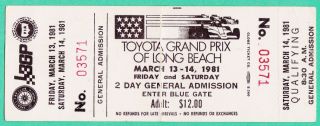 1981 Toyota Grand Prix Of Long Beach Ticket Racing