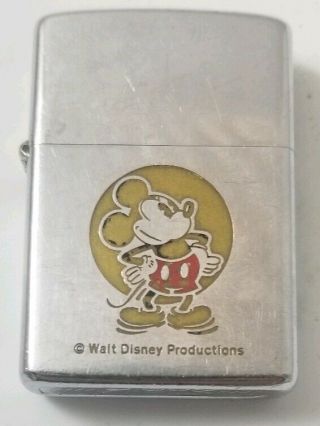 Vintage 1974 Zippo Lighter With Mickey Mouse Disney Advertisement
