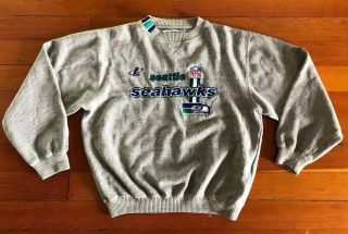 Seattle Seahawks Nfl Vintage 90s Logo Athletic Sweatshirt Size Medium