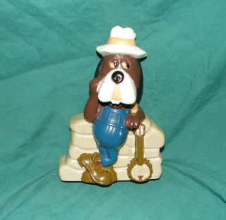 Vintage 1980 Chuck E Cheese Jasper T Jowls 6 " Coin Bank With Plug