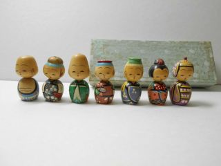 Japan Kokeshi.  Recommended Japanese Vintage Wooden Dolls.  The Seven Luckygods.