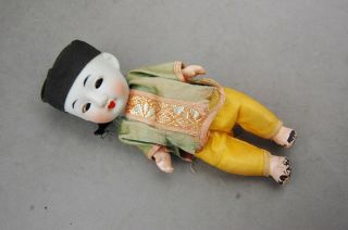 Porcelain China Boy Squeak Box Boy Doll Vintage Japan Sleep Eye Ethnic Costume