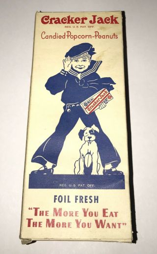 Vintage 1950’s Cracker Jack Candied Popcorn - Peanuts Foil Fresh Box W/ Toy