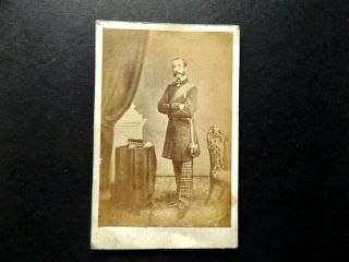 Vintage Victorian Cdv Card - Studio Posed Military Male - C1870 - 80 - Fashion Int