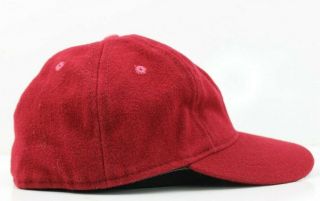 Ebbets Fields Flannels Wool Seattle WA Red Blank 6 Panel Fitted Hat Cap 7 3/8 3