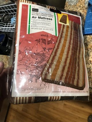 Vintage Camping Glamping Sears Nylon Vinyl 1980s Retro Air Mattress Nos Hunting