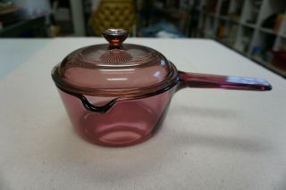 Vintage Pyrex Vision Cranberry 1 L Glass Saucepan W//spout & Lid Cookware