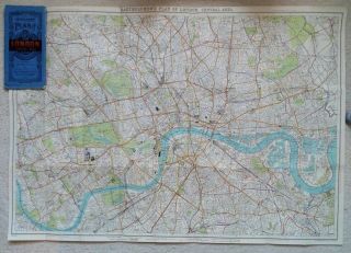 Vintage C1910 John Bartholomew Coloured Map Of Central London And Index
