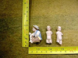 3 X Excavated Vintage Victorian Painted Bisque Doll Body Kister Age 1860 13008