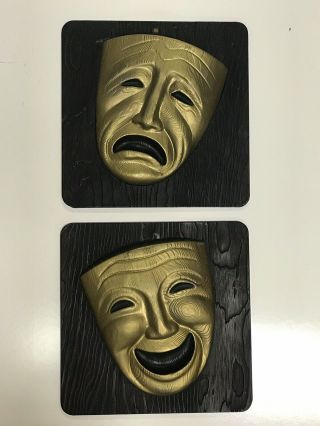(1) Pair Miller Studio 1955 Mid Century Modern Tragedy And Comedy Mask Wall Art