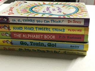 5 Mini Baby Dr.  Suess Books.  Go,  Train,  Go Hand,  Hand,  Fingers,  Thumb.