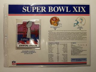 Willabee & Ward Bowl Xix 19 Anniversary Nfl Patch Dolphins V 49ers