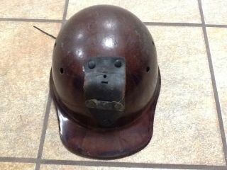 Antique Vintage Early Coal Miners Helmet Low Vein Tiger Stripe Very Good Cond.