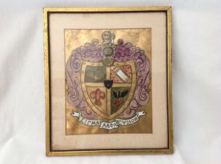 Vintage Rare Sigma Alpha Epsilon Fraternity Crest Framed Drawing Traxel Art Co.