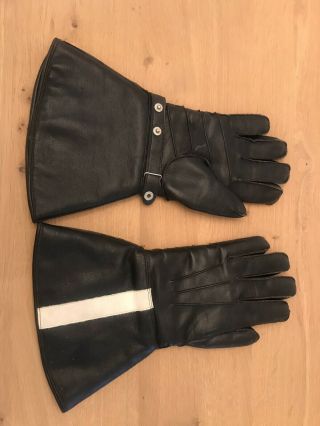 Early Motorbike Vintage Black Leather Gloves Medium Selrigj Wool Lining