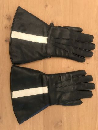 Early Motorbike Vintage Black Leather Gloves Medium Selrigj Wool Lining 3