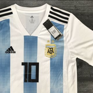 Mens Adidas White & Blue Lionel Messi Argentina Climalite Soccer Jersey Small