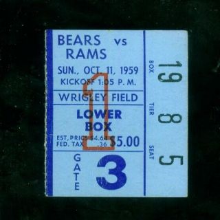 1959 (oct.  11) Chicago Bears Ticket Stub V.  Los Angeles Rams
