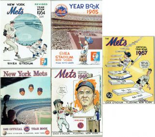 1964,  1965,  1967,  1968,  & 1969 York Mets Vintage Yearbooks 1969 W.  S.  Champs