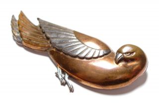 Large Vintage Or Antique Silver And Copper Dove Brooch