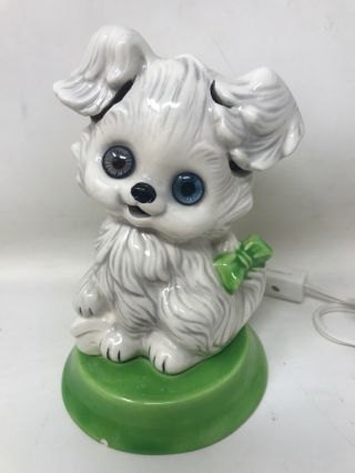 Vintage Ceramic Cute Puppy Dog Lamp Night Light Josef Originals ? 1950 