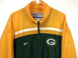 VTG Reebok Pro Line Green Bay Packers Mens XL Full Zip Windbreaker Jacket 2