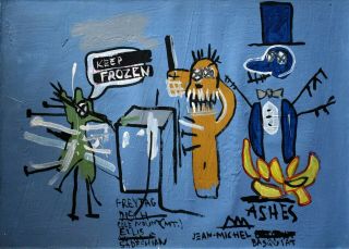 Vintage Abstract Canvas Signed Jean - Michel Basquiat,  Modern Art