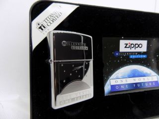 Zippo Lighter Millennium Edition Collectible Of The Year Titanium Coated