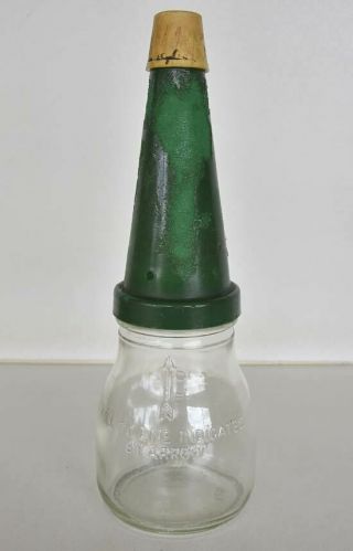 Vintage 500ml Motor Oil Bottle With Pourer & Cap B.  T Nsw