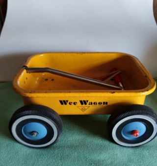 Vintage Amf Wee Wagon Pressed Steel Yellow Child 