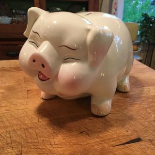 Large Vintage Ceramic Piggy Bank Baby Shower Gift College Fund Sarter