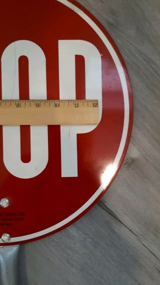 Vintage Metal Tin Stop Go Traffic Sign Hand Held 3