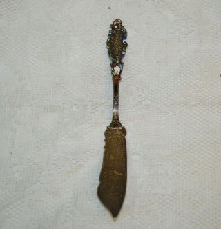 Antique J.  E.  Caldwell Sterling Silver And Enamel Butter Spreader / Cheese Knife