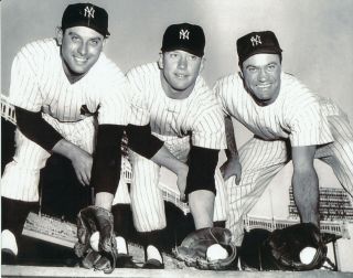 Mickey Mantle,  Hank Bauer.  Gene Woodling 8x10 Photo York Yankees